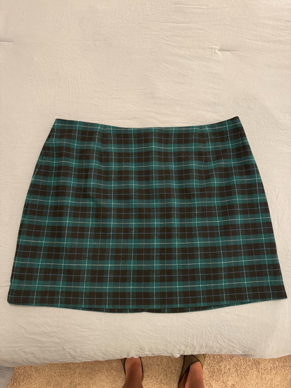 Old Navy Green and Black Plaid Mini Skirt